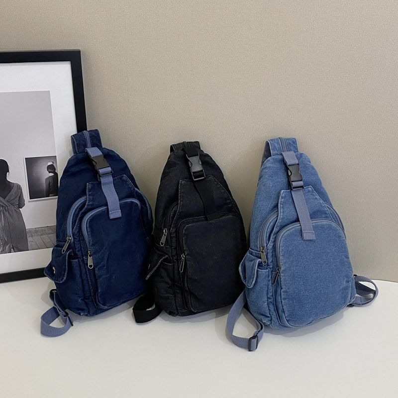 Sling Buckle Denim Bag