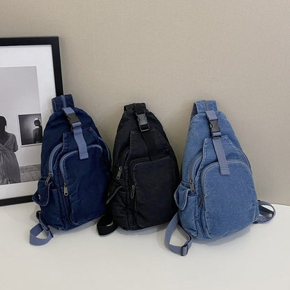 Sling Buckle Denim Bag