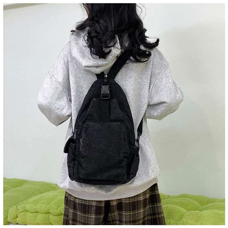 Sling Buckle Denim Bag
