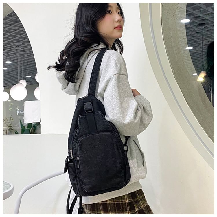 Sling Buckle Denim Bag