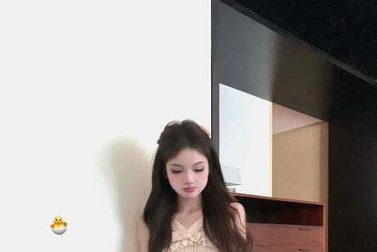 Mini Skirt Cardigan Waist Trim / Bowknot A-Line Knit Cami Top Ribbed Ruffle Mid Lace Plain