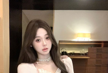 Neck Plain Scoop Mini Rise Top Hooded Trim Skirt Long-Sleeve A-Line Lace Mid /