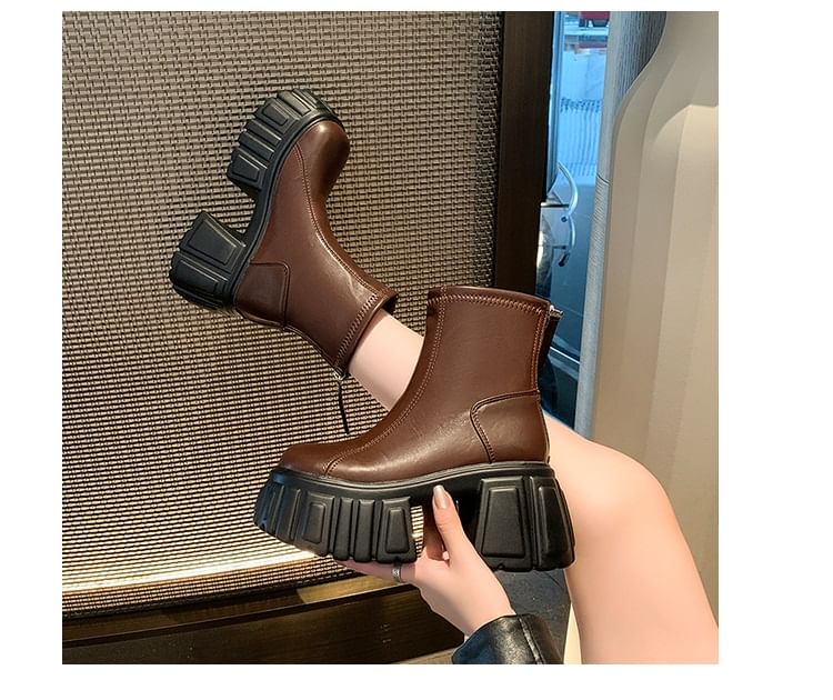 Boots Platform Short Leather Faux