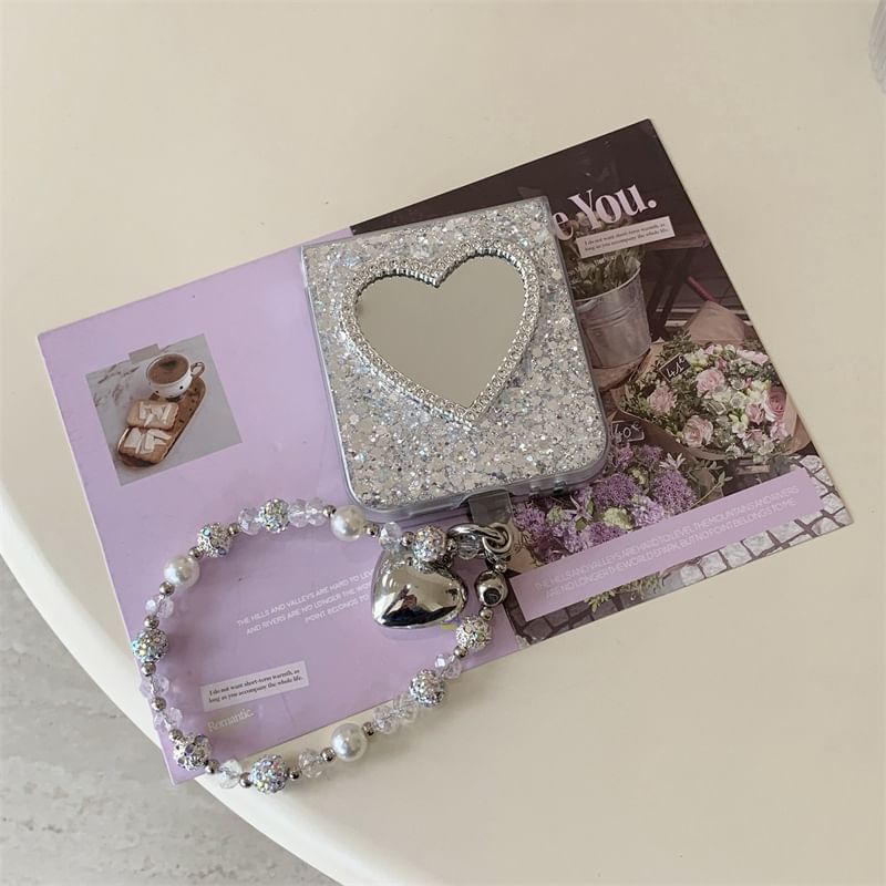 Glitter Heart Mirrored Phone Case / Strap / Set