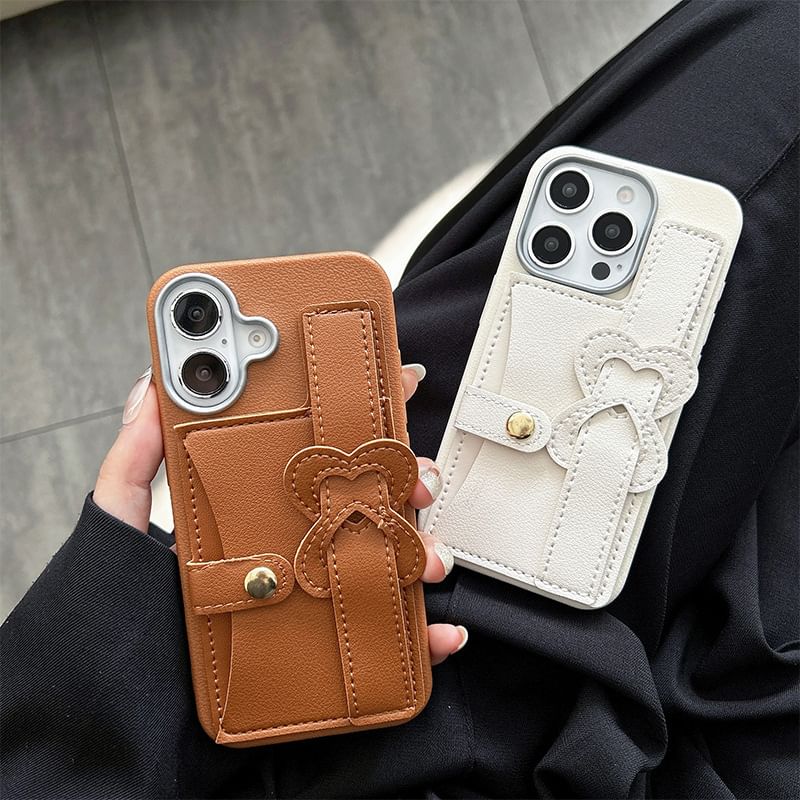 Heart Faux Leather Phone Case With Card Holder For iPhone 16, 16 Plus, 16 Pro, 16 Pro Max, 15, 15 Pro, 15 Pro Max, 14, 14 Plus, 14 Pro, 14 Pro Max, 13, 13 Pro, 13 Pro Max