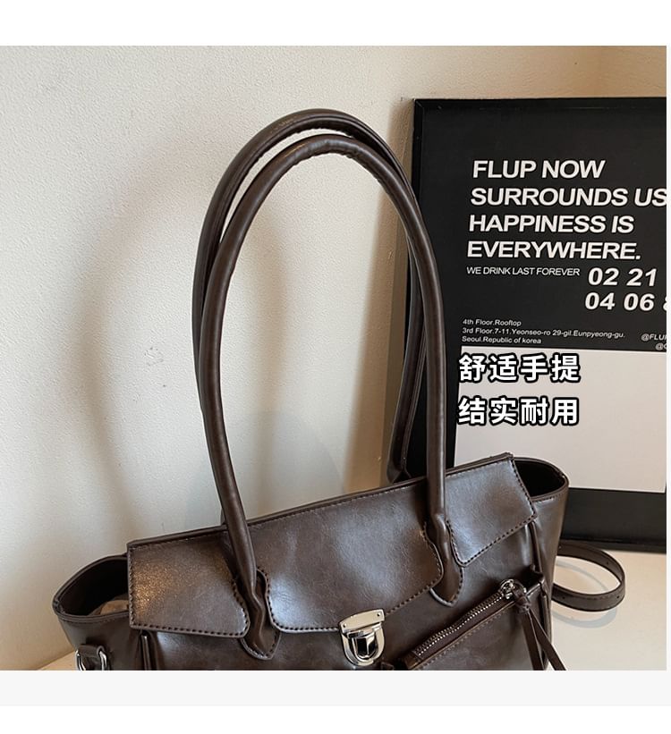 Tote Multi-Pocket Faux Bag Leather