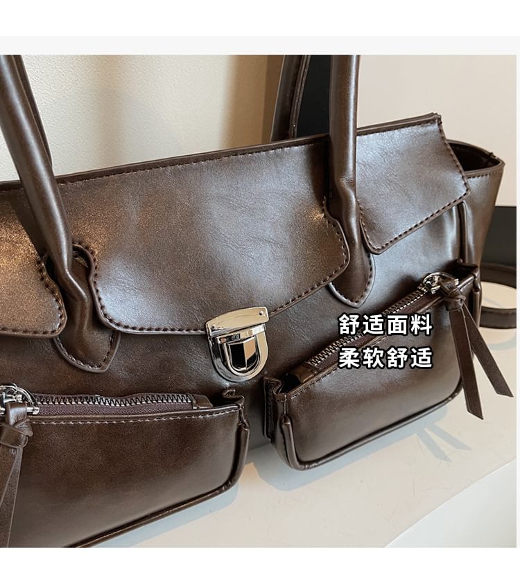 Tote Multi-Pocket Faux Bag Leather