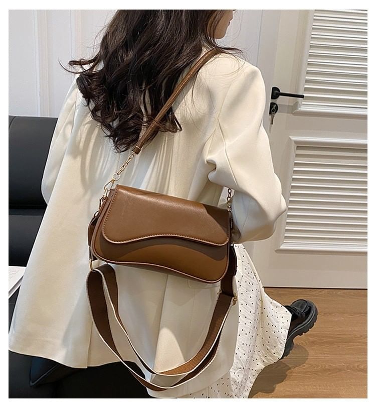 Asymmetrical Shoulder Leather Faux Bag