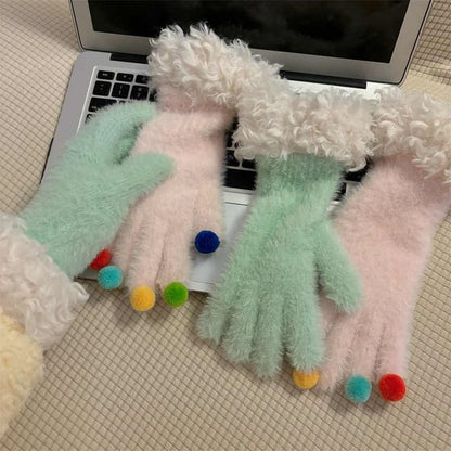 Fluffy Tone Trim Gloves Two
