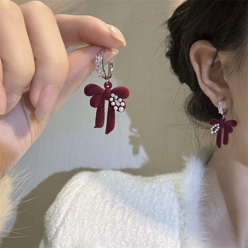 Bowknot Earring Drop Rhinestone