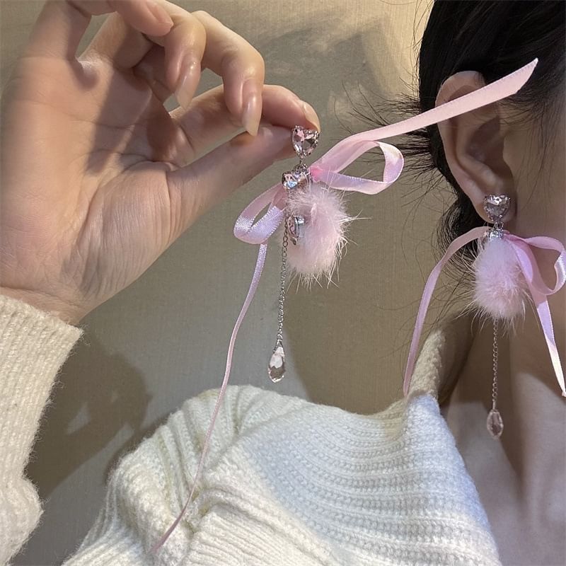Earring Dangle Rhinestone Bowknot