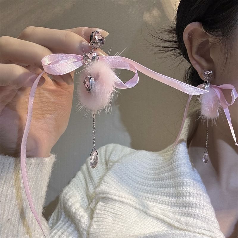 Earring Dangle Rhinestone Bowknot