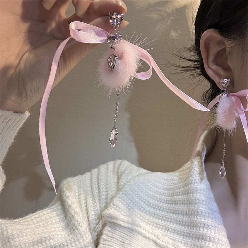 Earring Dangle Rhinestone Bowknot