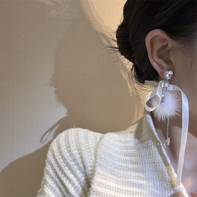 Earring Dangle Rhinestone Bowknot