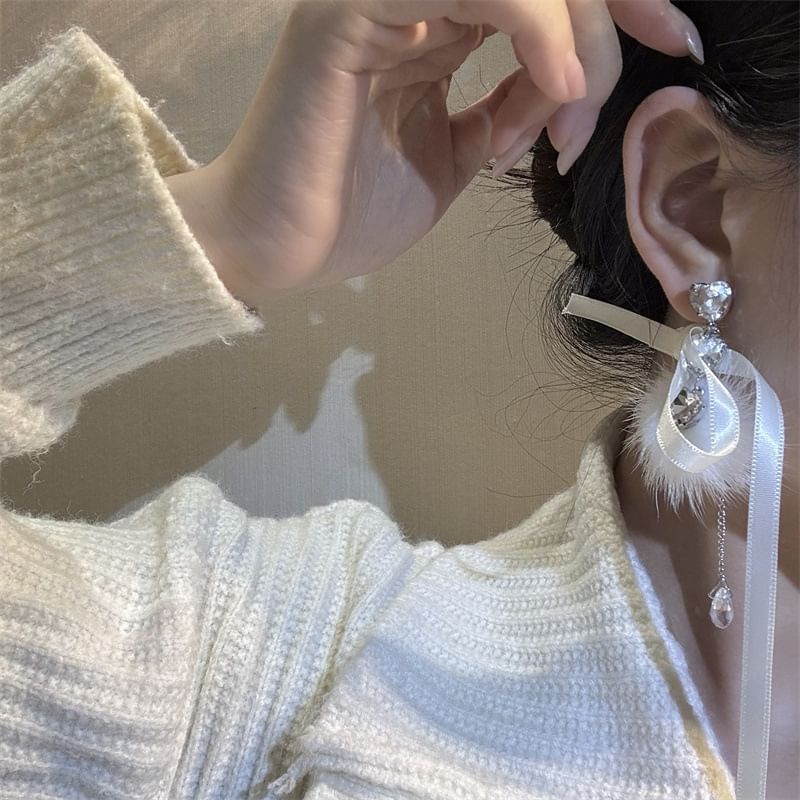 Earring Dangle Rhinestone Bowknot