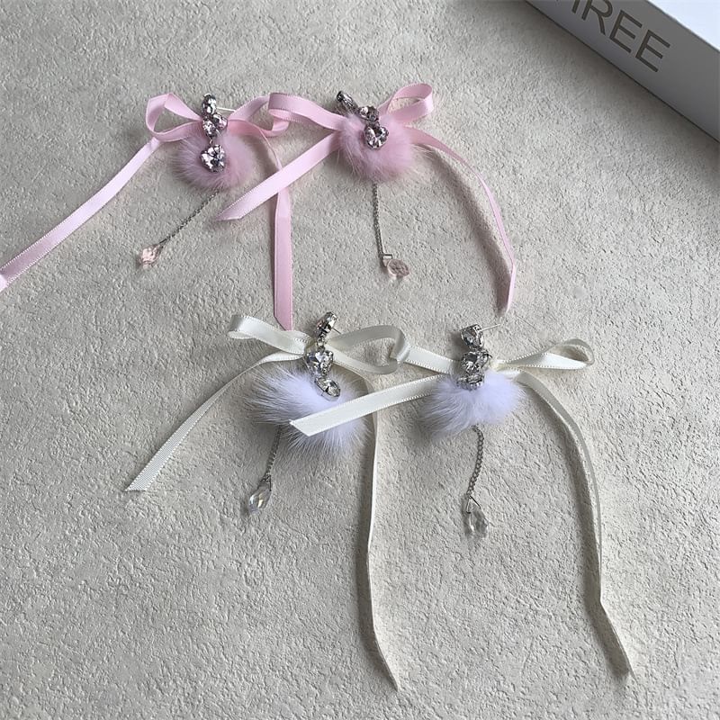 Earring Dangle Rhinestone Bowknot