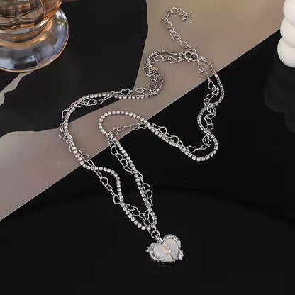 Heart Rhinestone Pendant Necklace / Drop Earring / Ring