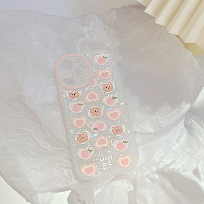 Case Set / Peach Bear Phone Strap