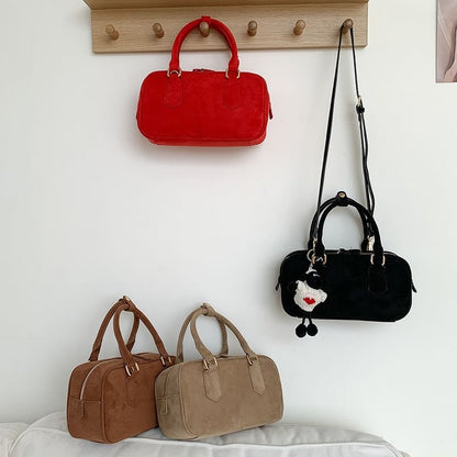 Faux Handle Top Suede Bag Crossbody