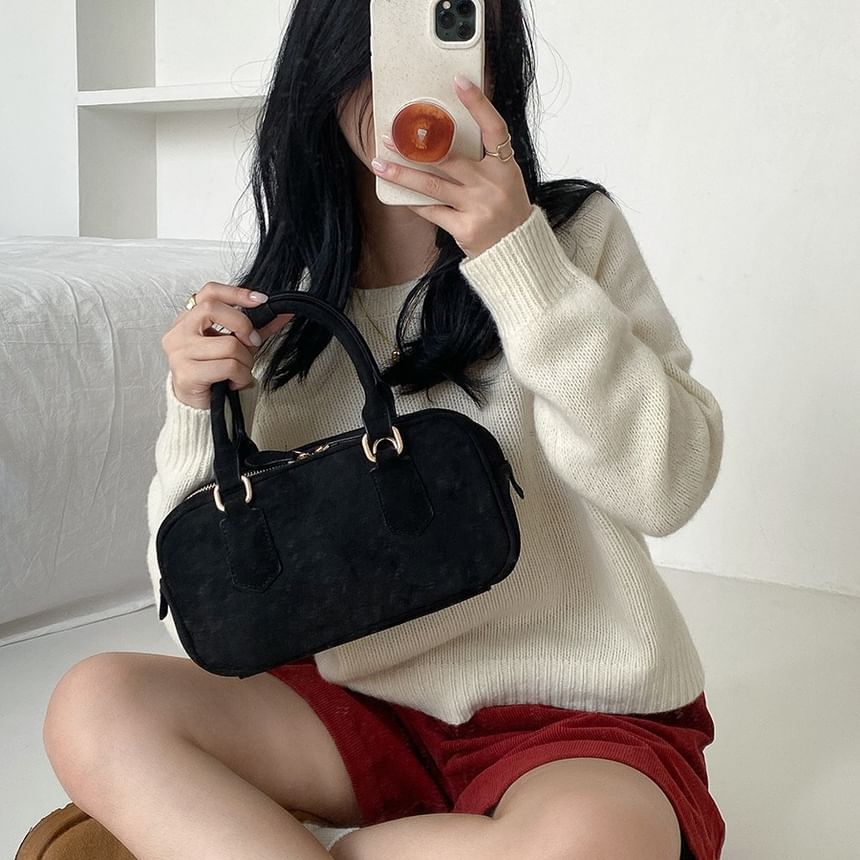 Faux Handle Top Suede Bag Crossbody