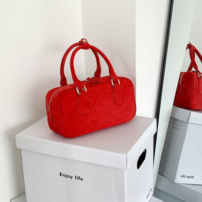 Faux Handle Top Suede Bag Crossbody