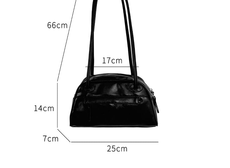 Plain Faux Leather Bowler Bag
