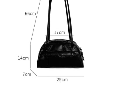 Plain Faux Leather Bowler Bag