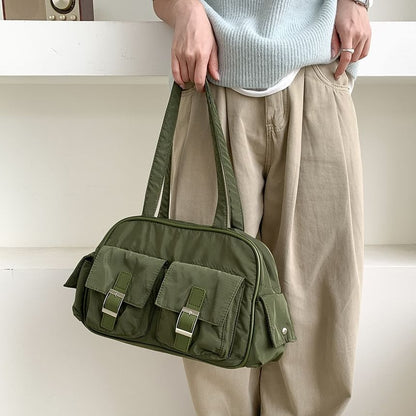 Plain Buckled Carryall Nylon Bag