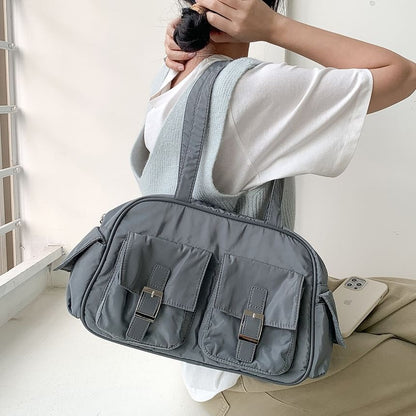 Plain Buckled Carryall Nylon Bag