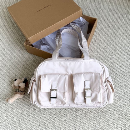 Plain Buckled Carryall Nylon Bag