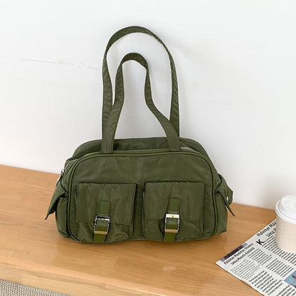 Plain Buckled Carryall Nylon Bag