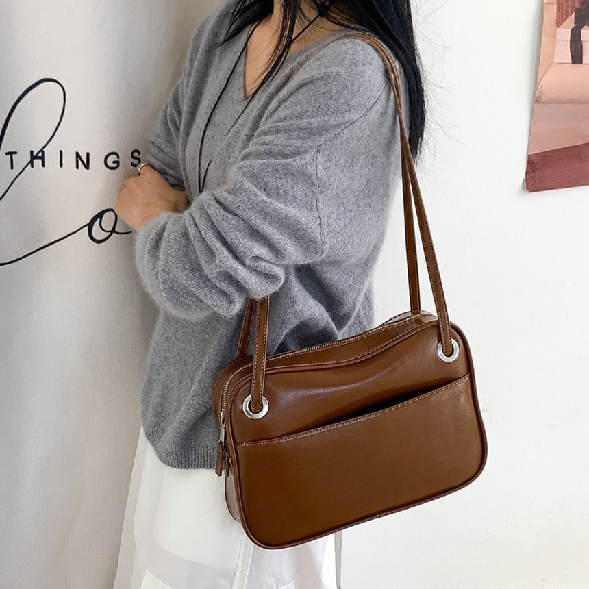 Tote Bag Leather Plain Faux