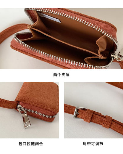 Plain Suede Crossbody Faux Bag