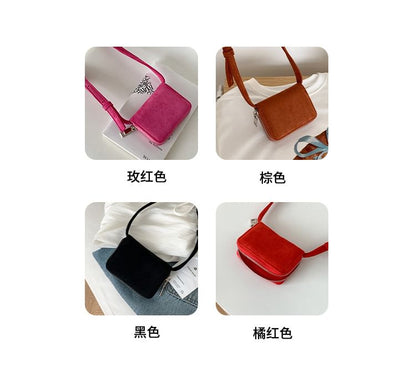 Plain Suede Crossbody Faux Bag