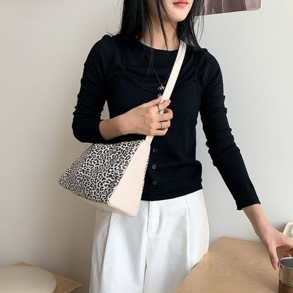 Crossbody Bag Print Faux Leather Leopard