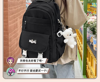 Applique Backpack / Set Lettering Charm Bag Nylon Buckled