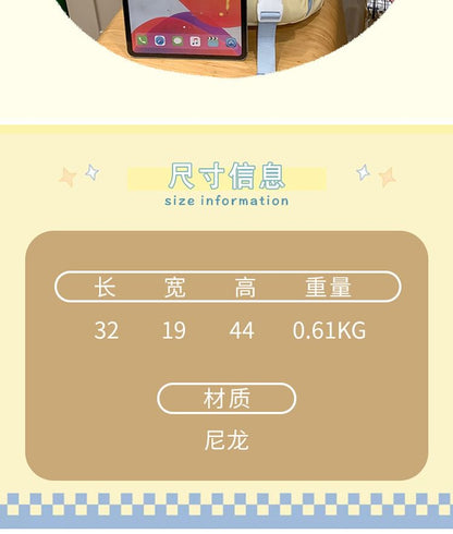 Applique Backpack / Set Lettering Charm Bag Nylon Buckled