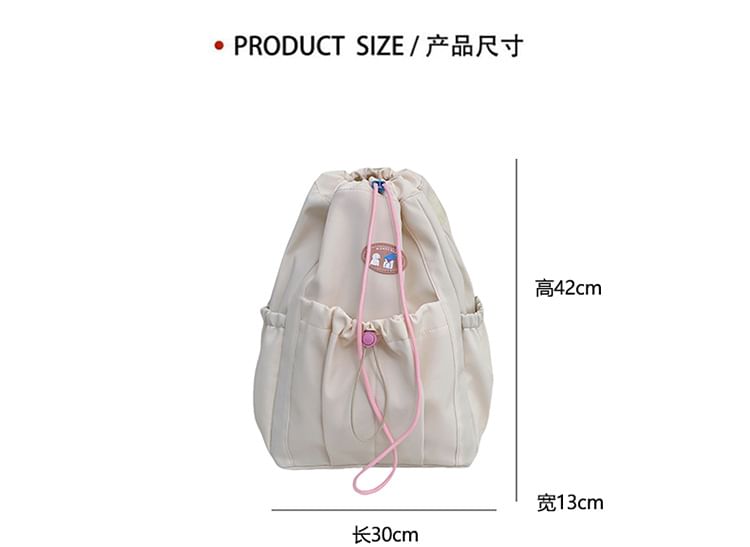 Drawstring Backpack Nylon Applique