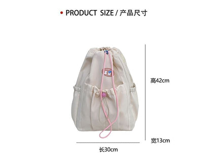 Drawstring Backpack Nylon Applique