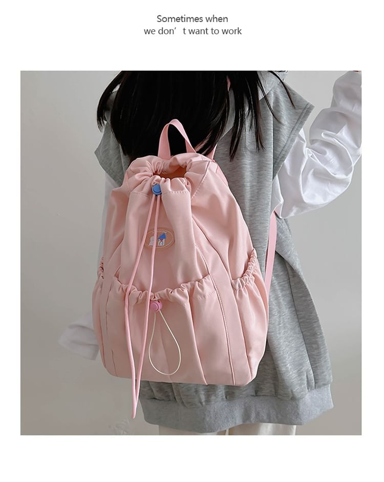 Drawstring Backpack Nylon Applique