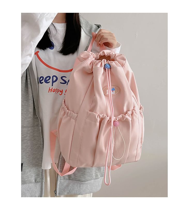 Drawstring Backpack Nylon Applique