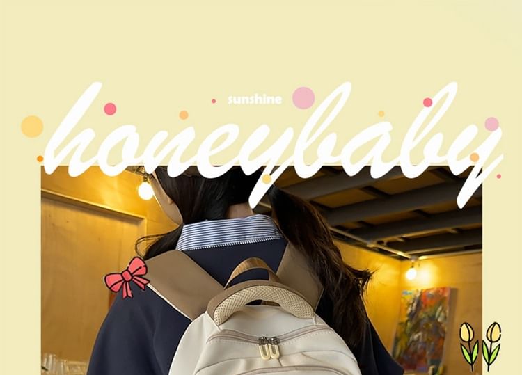 Nylon Buckled Backpack Lettering Applique