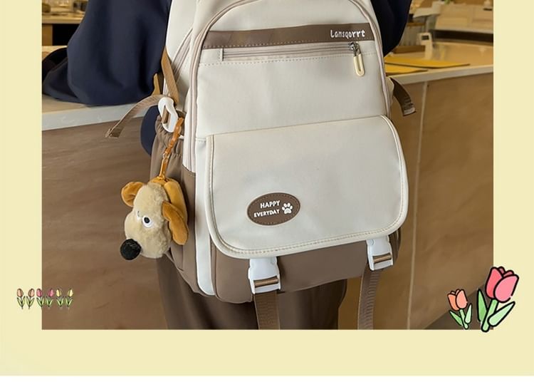 Nylon Buckled Backpack Lettering Applique