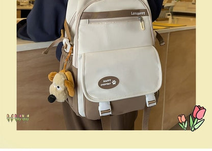 Nylon Buckled Backpack Lettering Applique