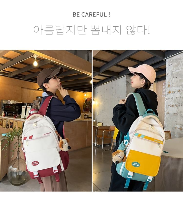 Nylon Buckled Backpack Lettering Applique