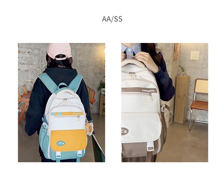 Nylon Buckled Backpack Lettering Applique