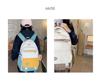 Nylon Buckled Backpack Lettering Applique