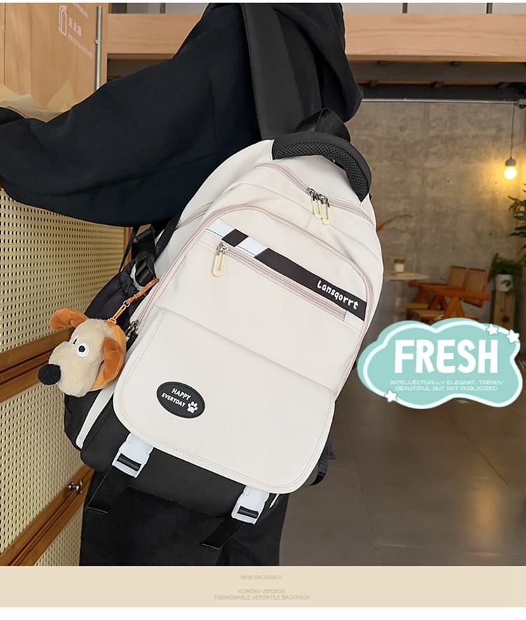 Nylon Buckled Backpack Lettering Applique