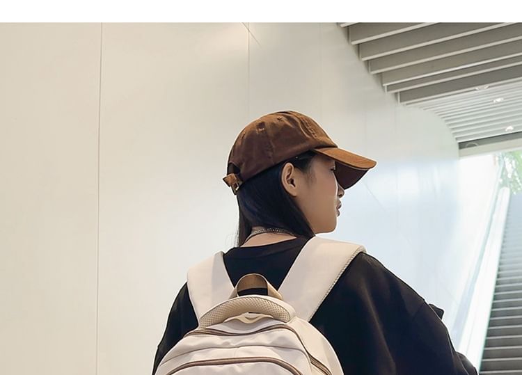 Lettering Buckled Set Backpack / Charm Nylon Bag