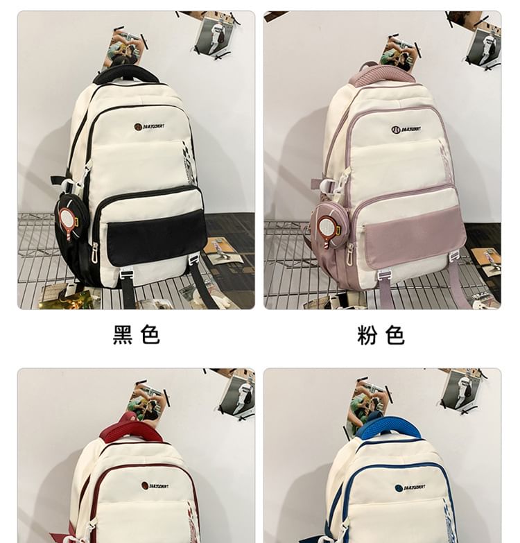 Backpack Lettering Purse Coin Buckled + Nylon Set: